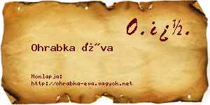 Ohrabka Éva névjegykártya